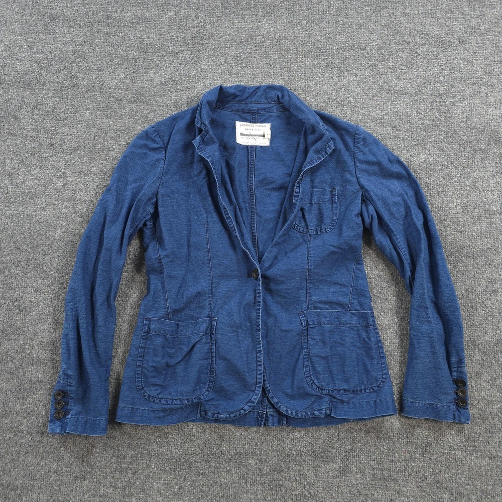 Guideboat Co Jacket Womens 2 Blue Japanese Indigo Cotton Hemp Shore Coat USA